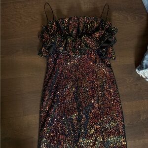 Windsor Black and Gold Sequin Mini Dress
